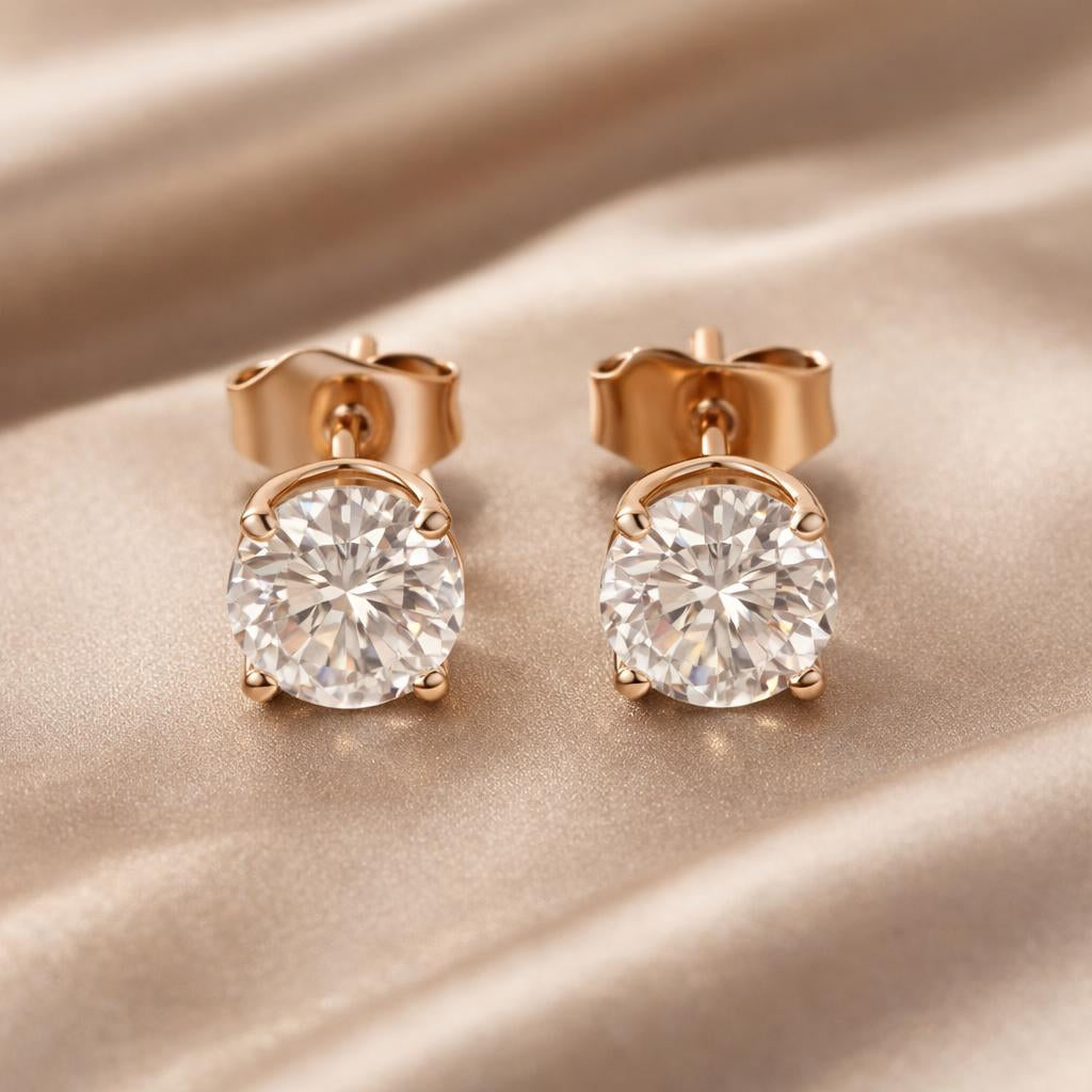 White Gold and Zirconia Stud Earrings