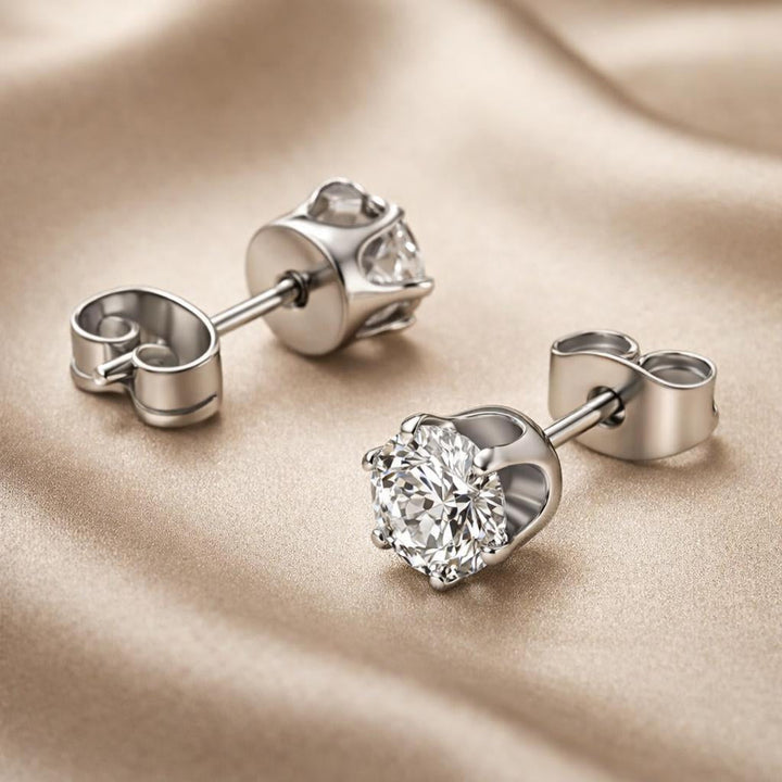 White Gold and Zirconia Stud Earrings