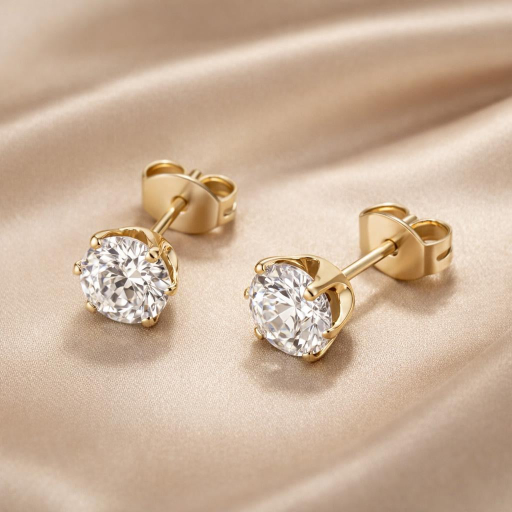 White Gold and Zirconia Stud Earrings