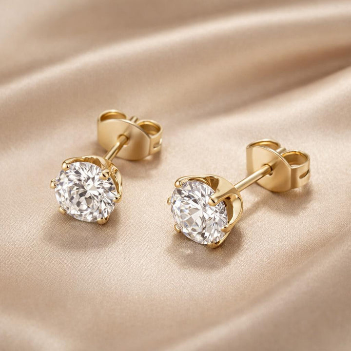 White Gold and Zirconia Stud Earrings