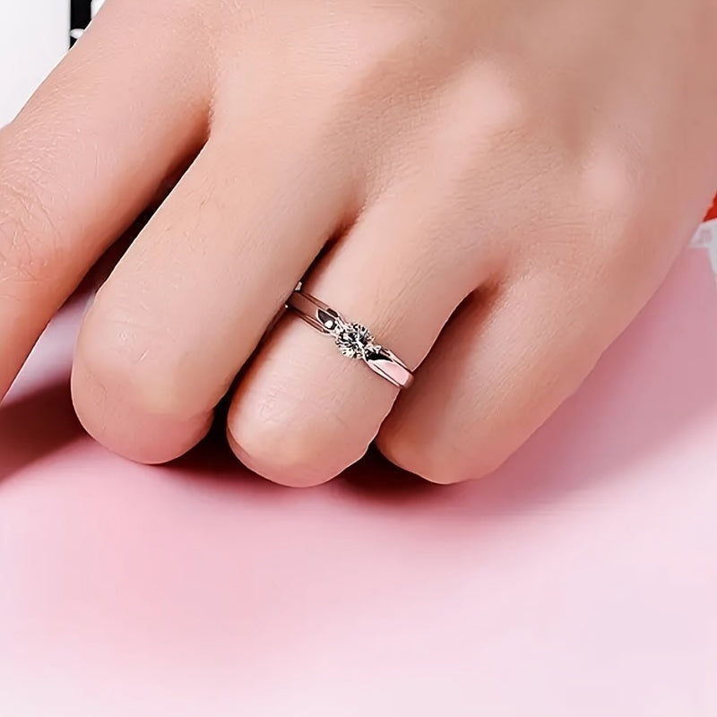 Minimalist White Gold Ring with Zirconia