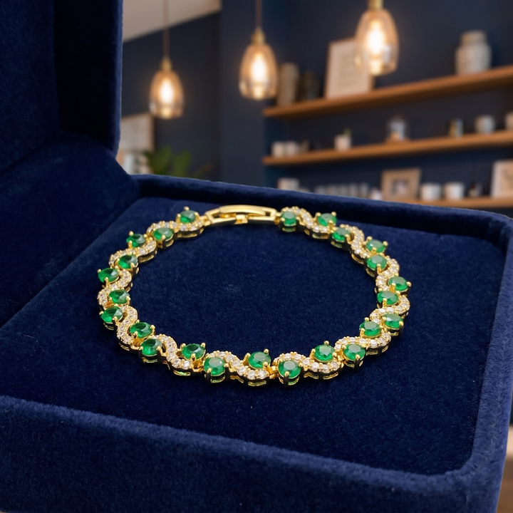 Gold Emerald Halo Bracelet