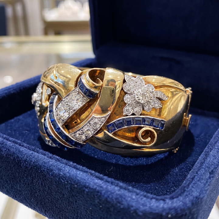Vintage Gold Blue Zirconia Ring