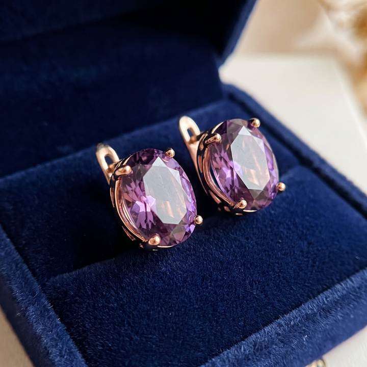 Rose Gold Amethyst Stud Earrings