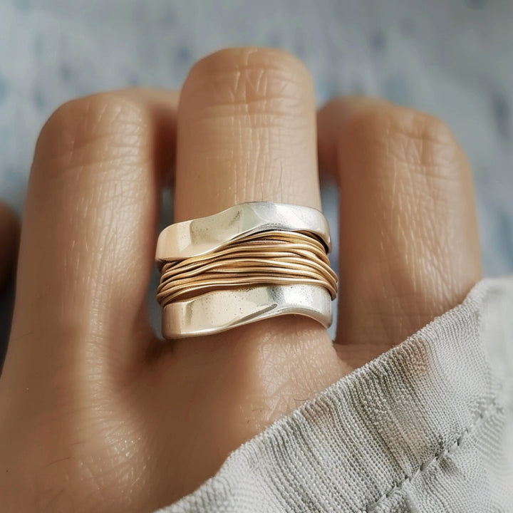 Golden Silver Wire Ring