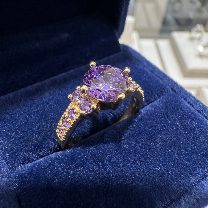 Gold Amethyst Cluster Ring