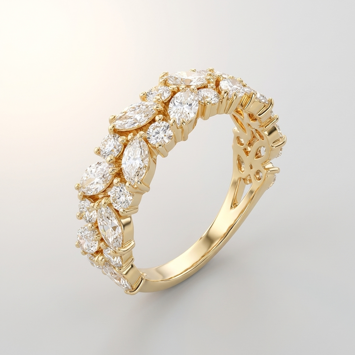 ZIRCONIA MARQUISE RING IN GOLD CASCADE