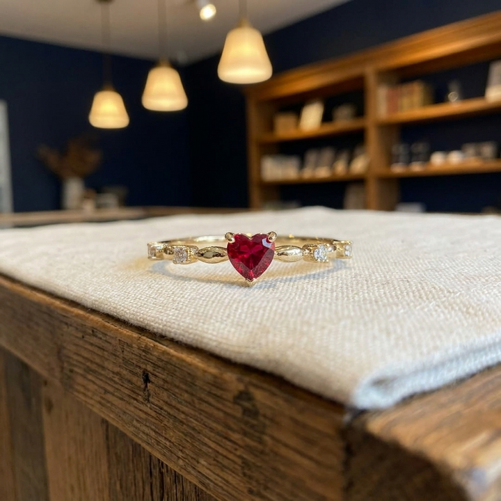Gold Ruby Heart Ring