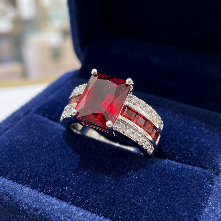 Silver Ruby Split-Shank Ring