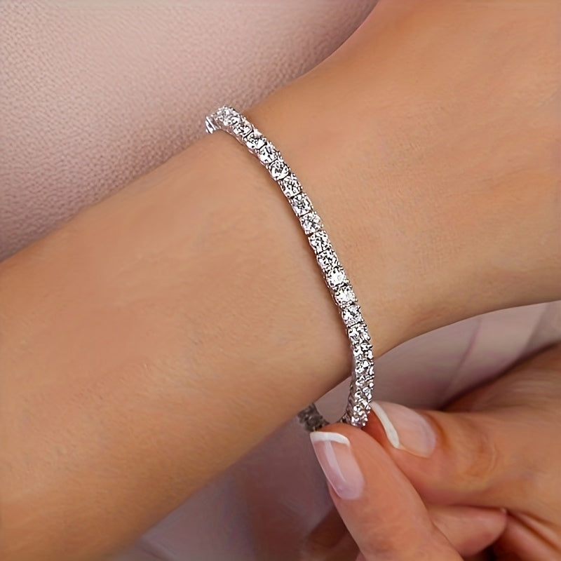 White Gold and Crystal Tennis Bracelet