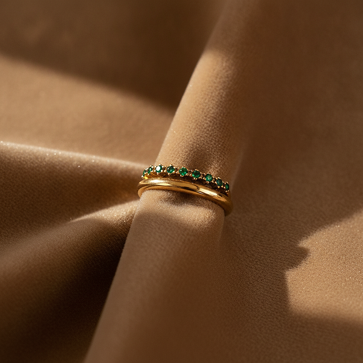 Marissa Emerald Layered Ring