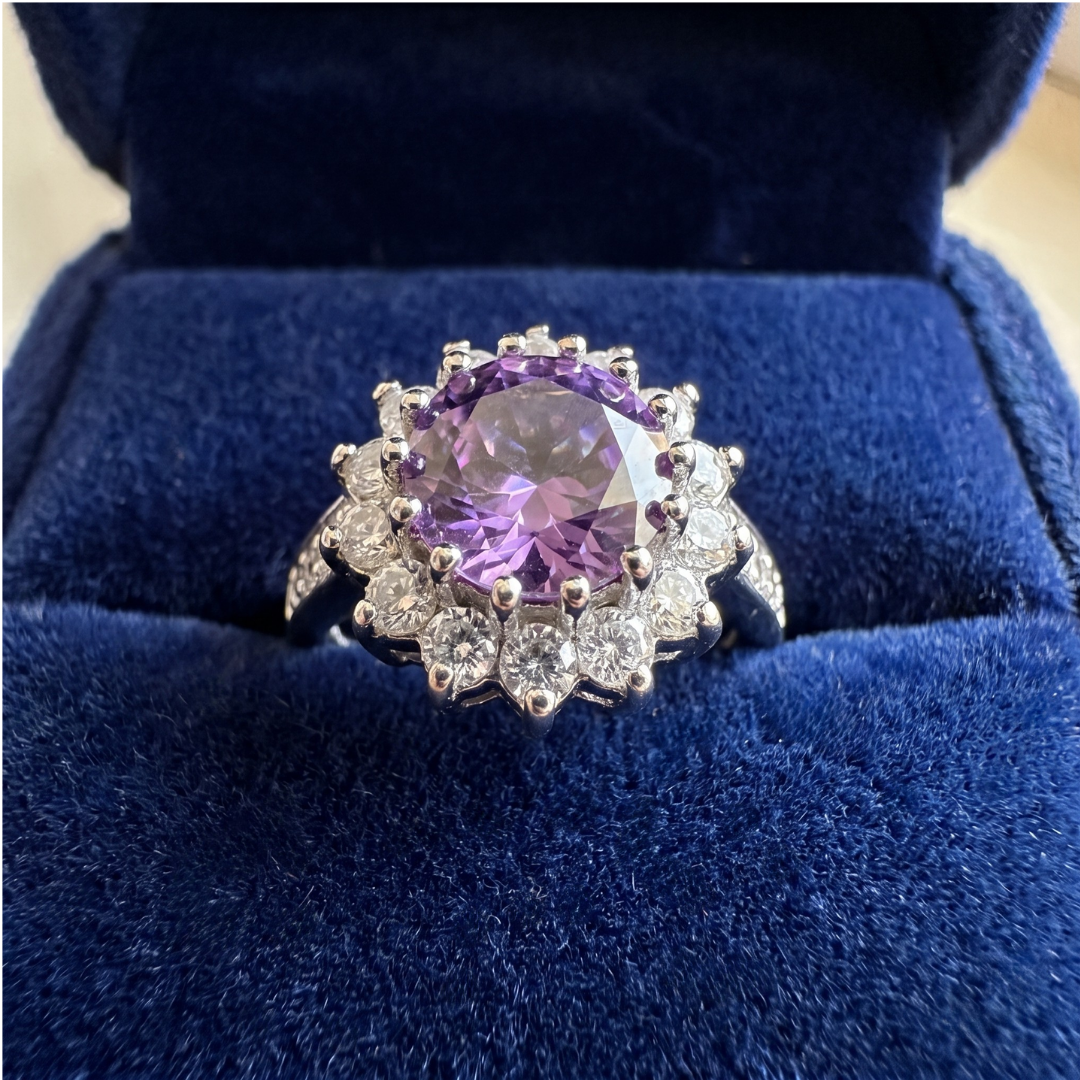 Silver Amethyst Crown Ring