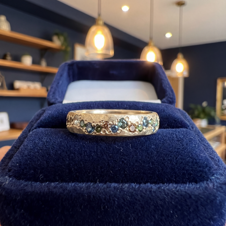 Multistone Gold Band Ring VIP