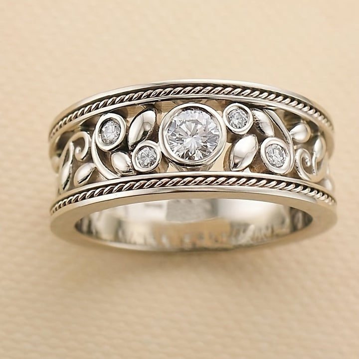 Elegant white gold ring with zirconia