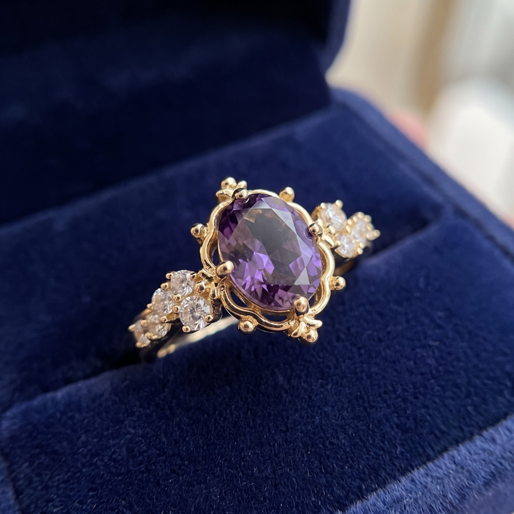 Gold Amethyst Princess Ring