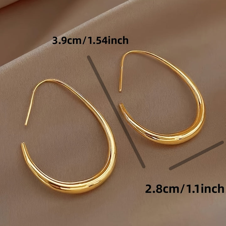 Fashionable Western Geometric Plain Water Drop Ear Hoop New Unique Niche Premium Light Weight Elliptical