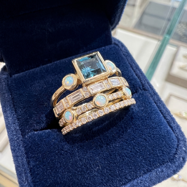 Vintage Blue Crystal Ring Set