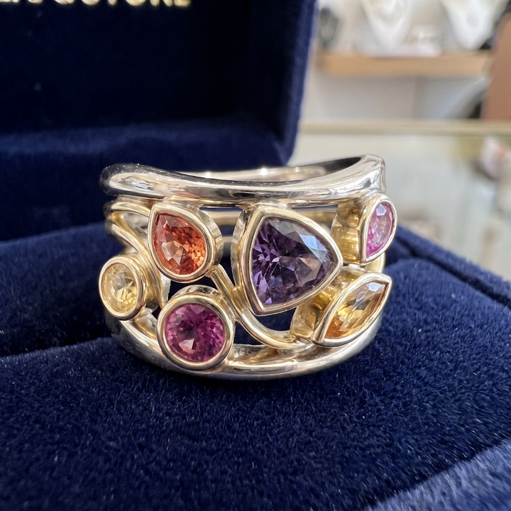Vintage Gold & Silver Colourful Zirconia Ring