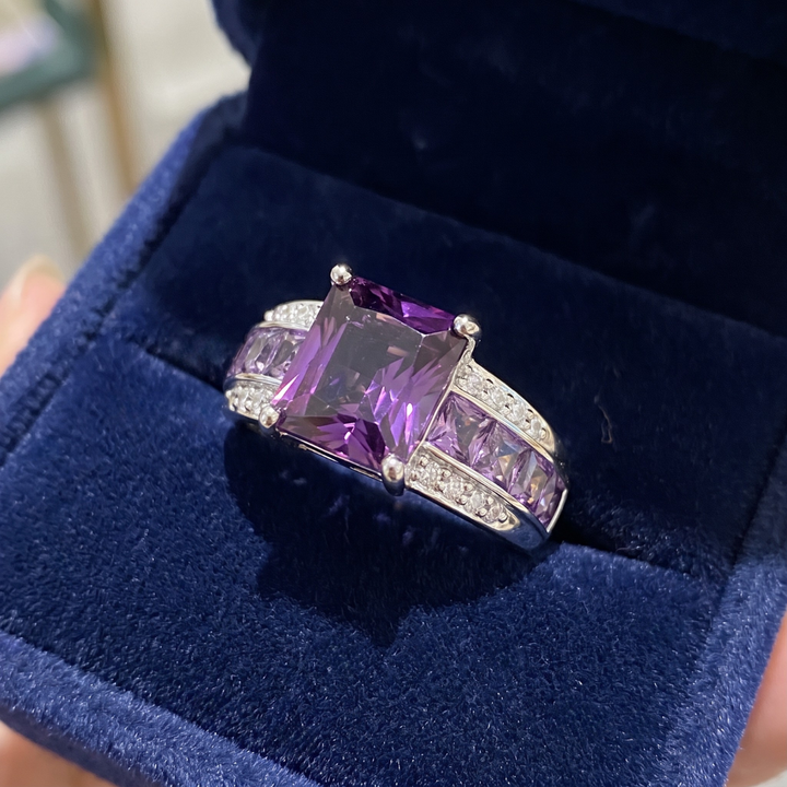 Silver Amethyst Channel Ring