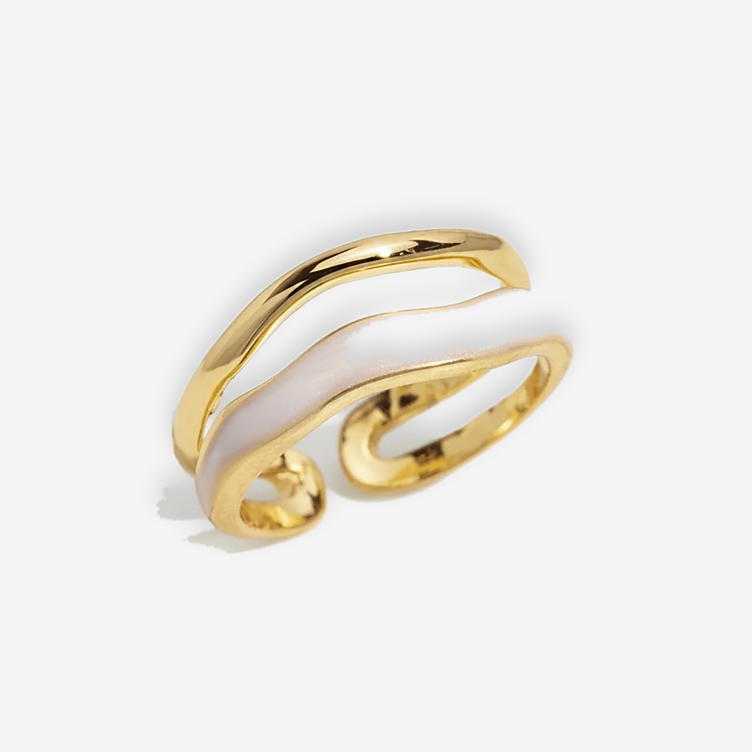 Delphine Gold & Enamel Wave Ring