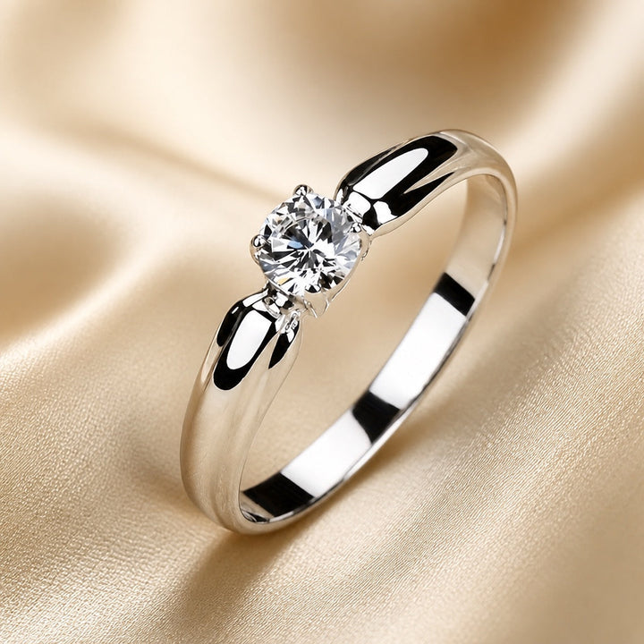 Minimalist White Gold Ring with Zirconia