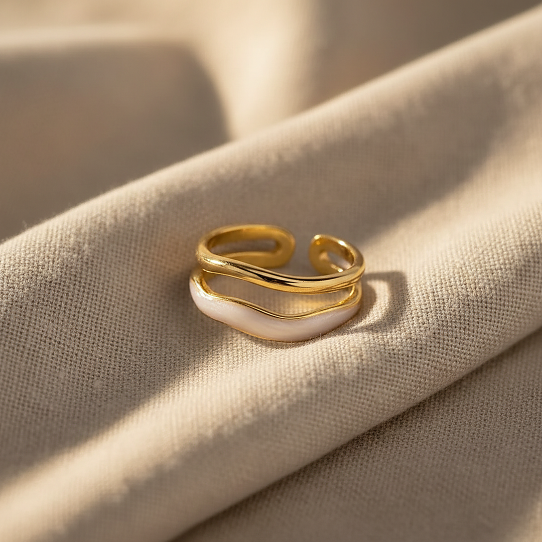 Delphine Gold & Enamel Wave Ring