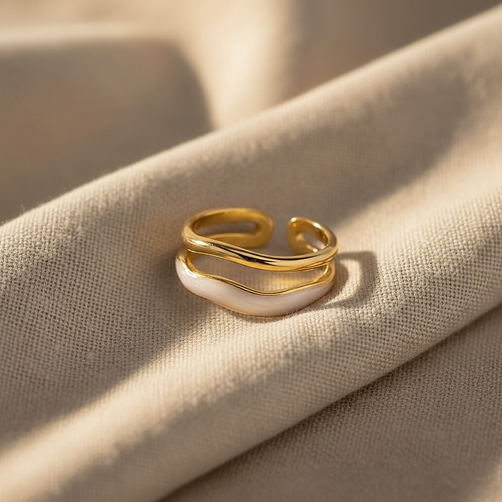 Delphine Gold & Enamel Wave Ring