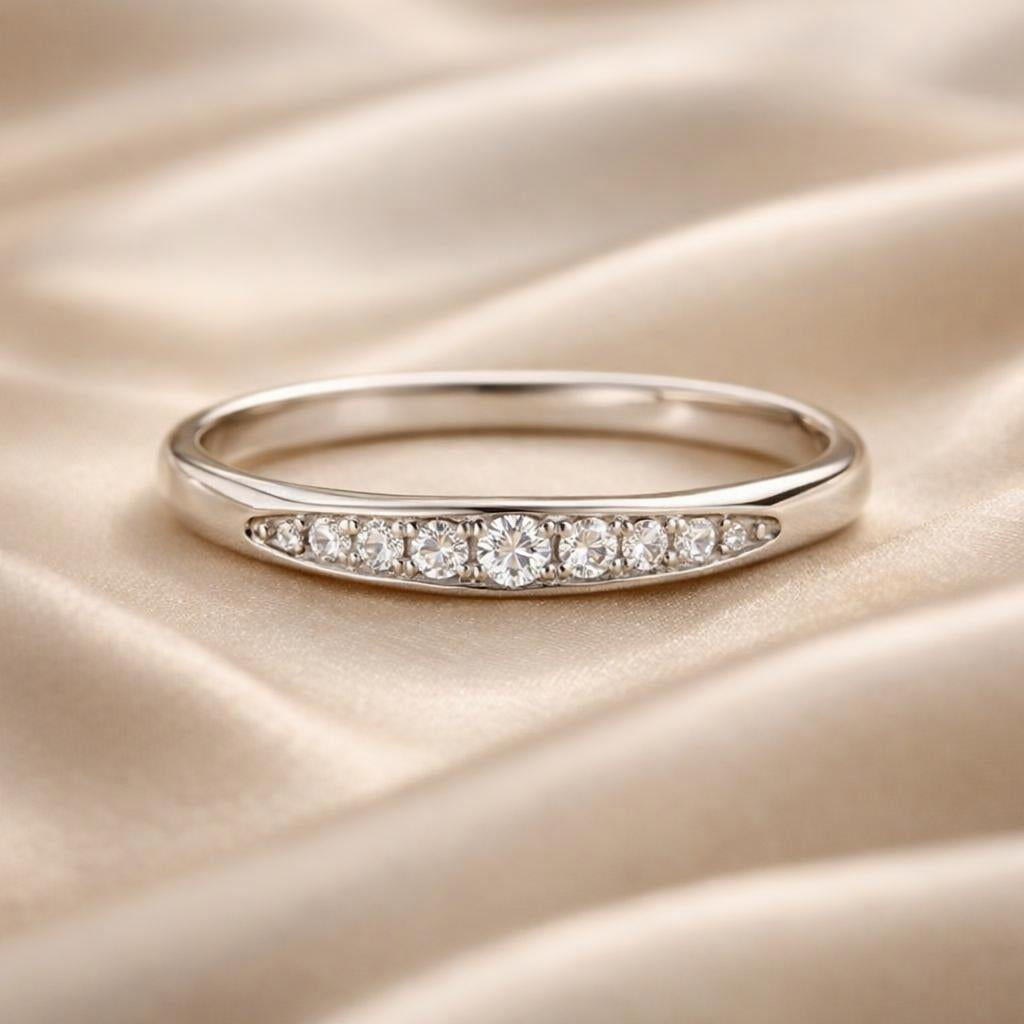 White Gold Ring with Micro Pavé Zirconia Detail