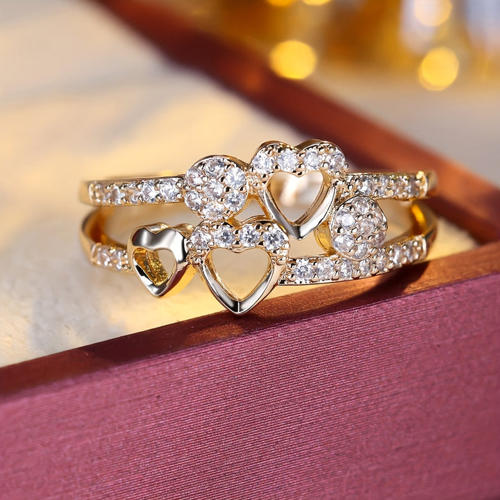 White Gold Heart Ring with Zirconia