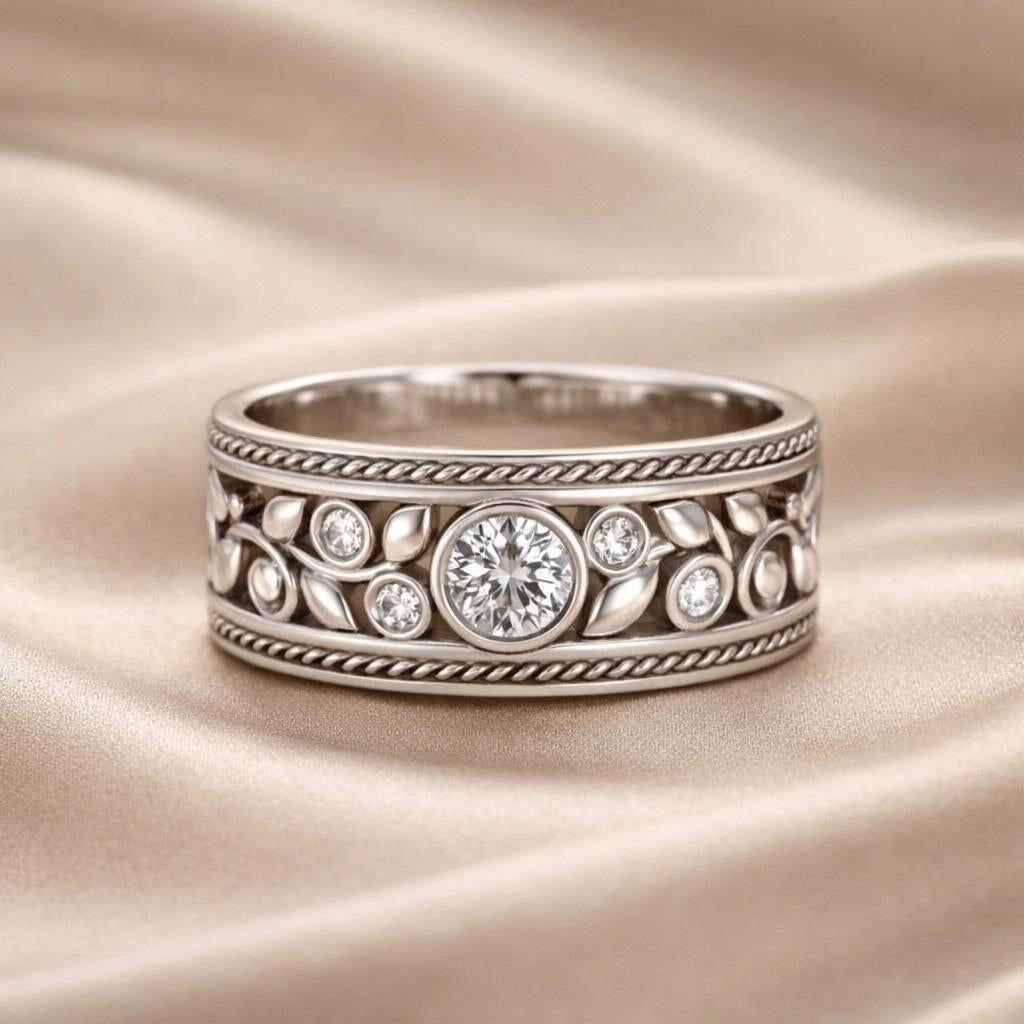 Elegant white gold ring with zirconia