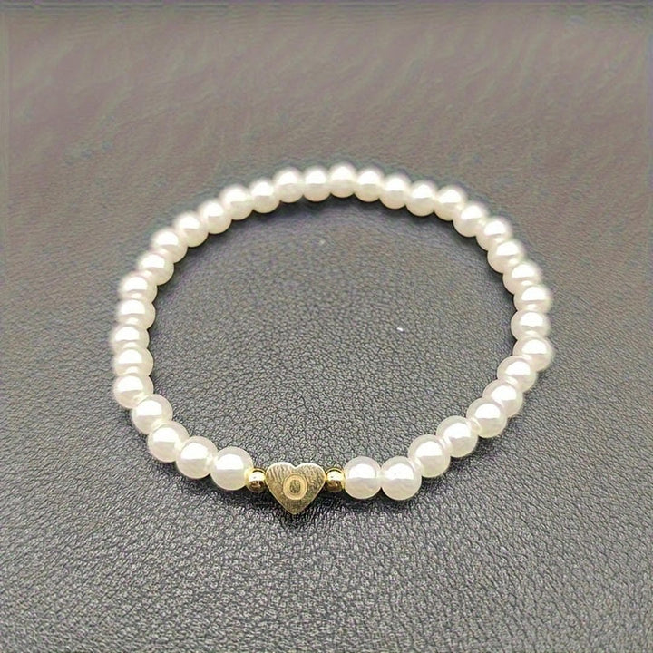 Gold Initial Pearl Beaded Bracelet