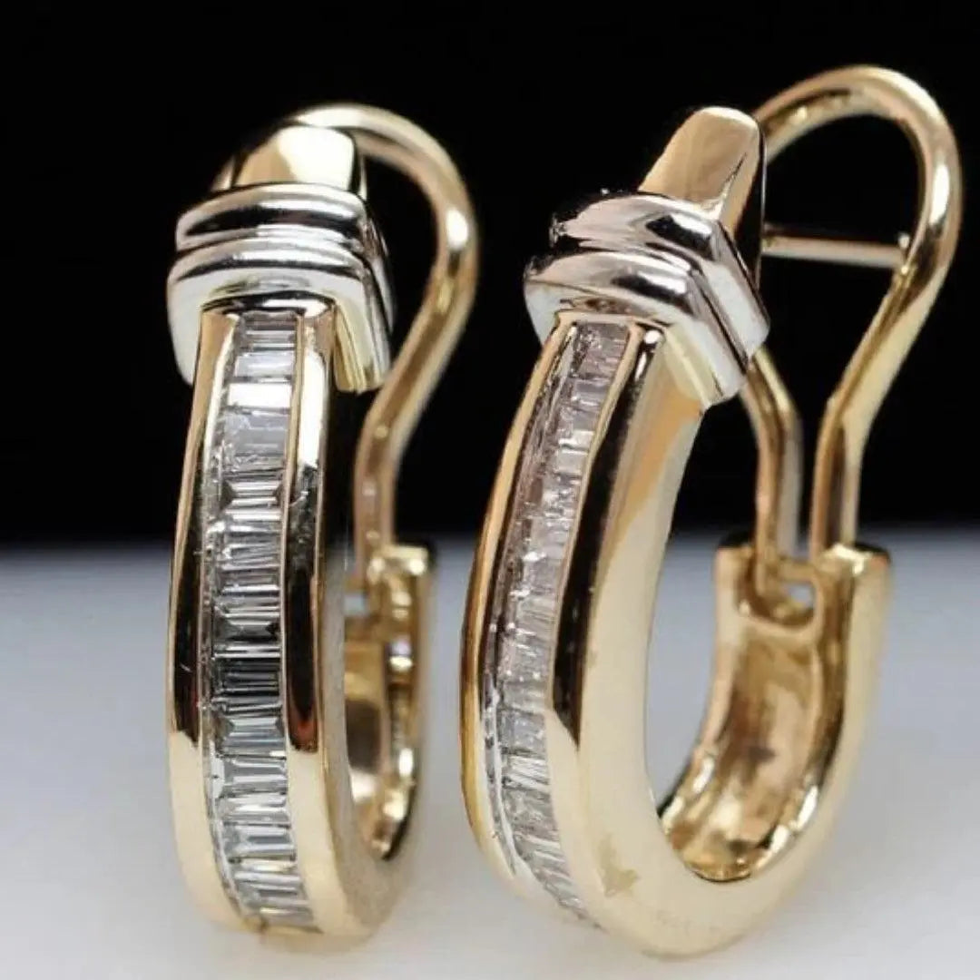 Baguette Diamond Gold Hoop Earrings