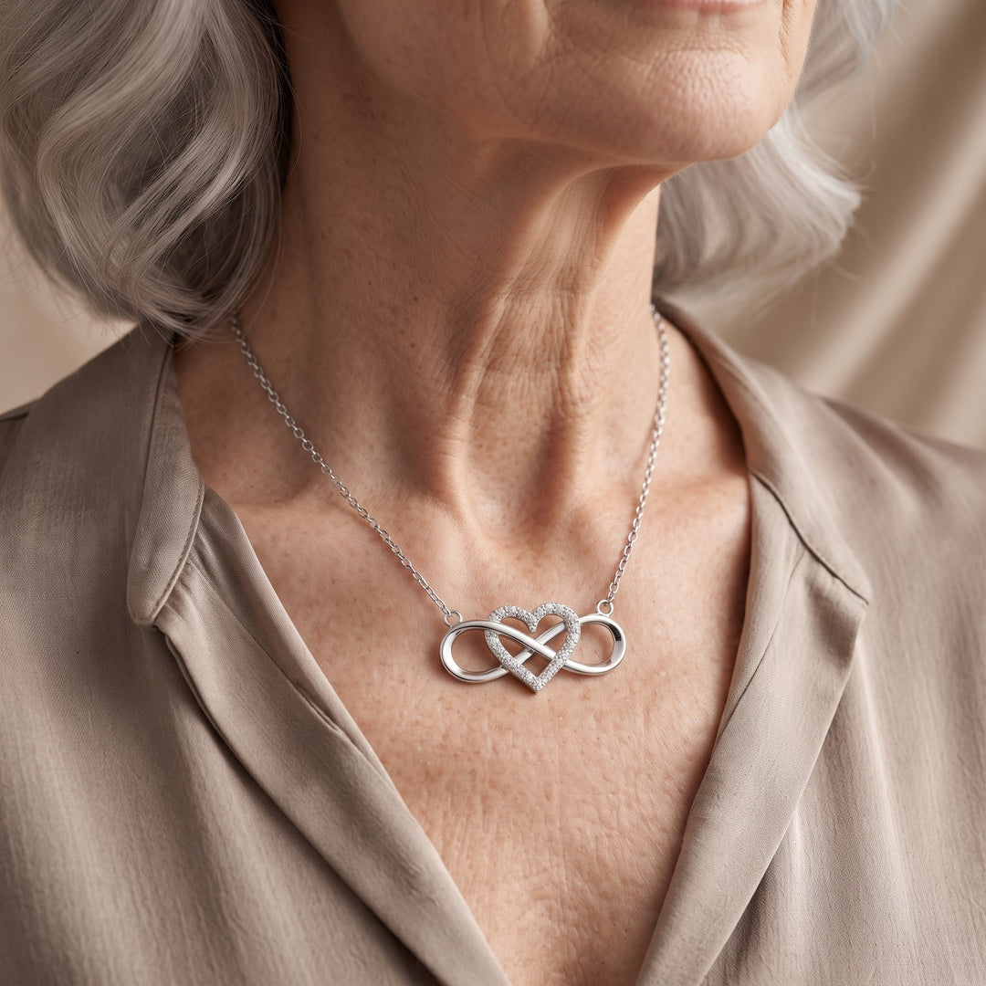 Infinite Heart Pendant in White Gold with Necklace