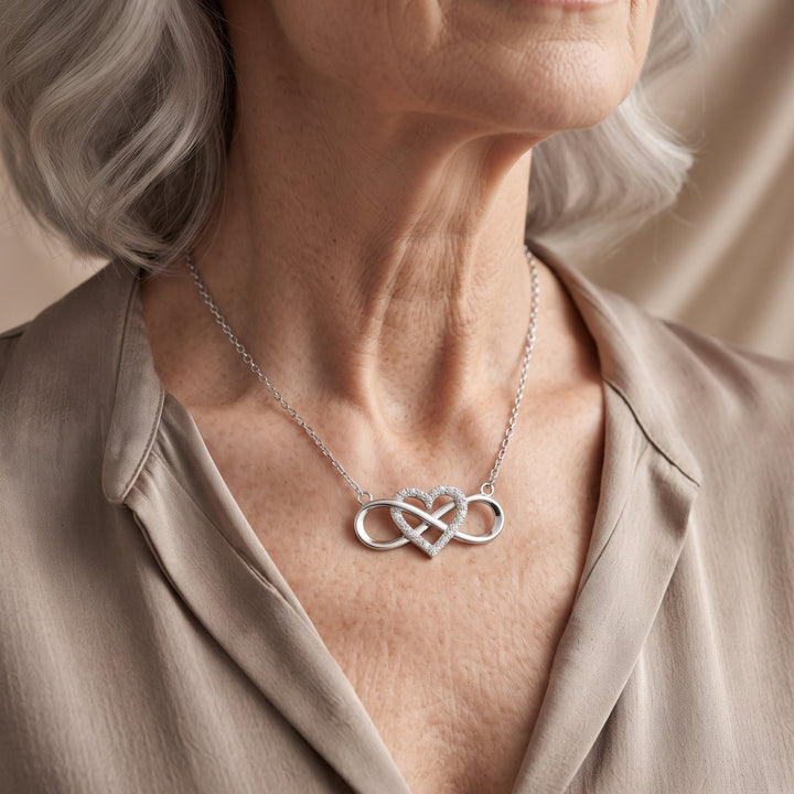 Infinite Heart Pendant in White Gold with Necklace