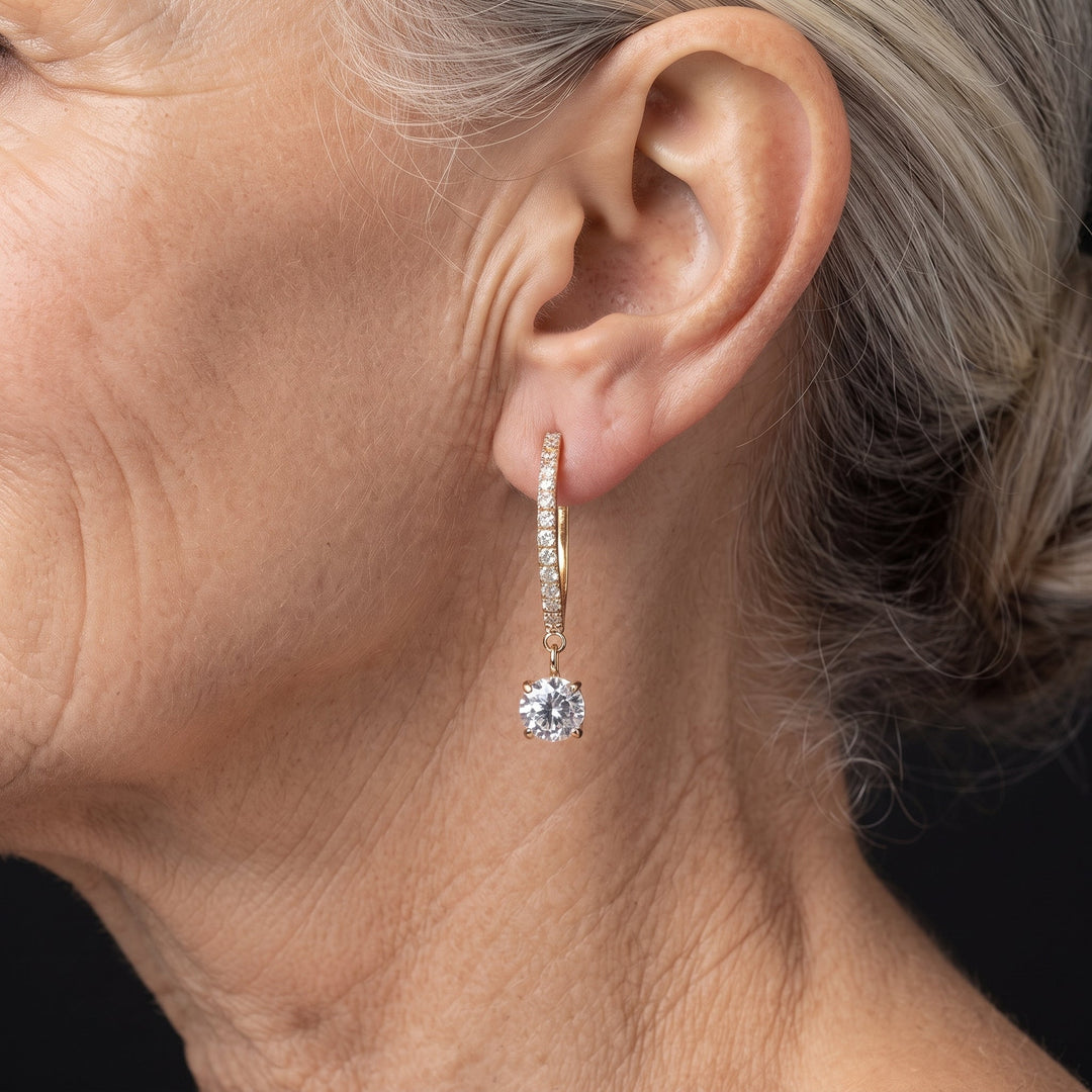 White Gold Earrings with Round Cut Moissanite