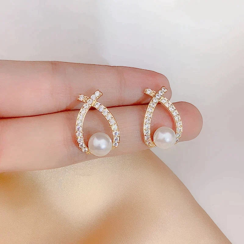 Earrings with Pearls and Sparkle