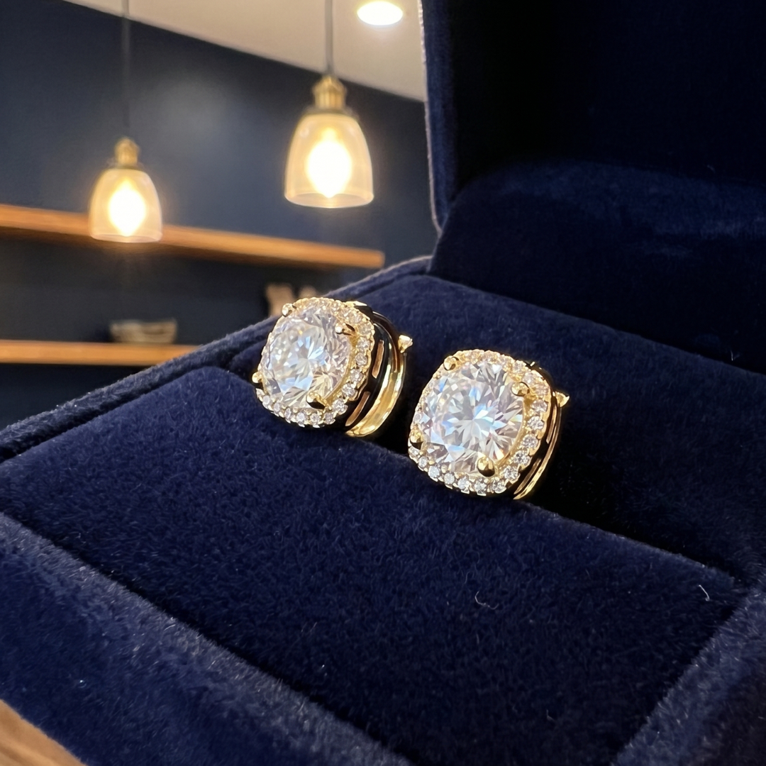 Cushion Crystal Stud Earrings