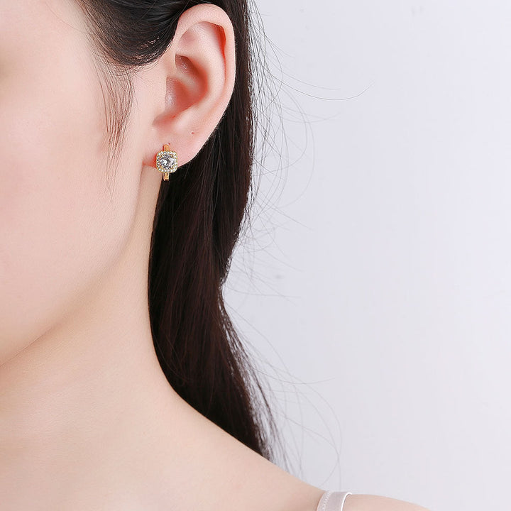 Cushion Crystal Stud Earrings