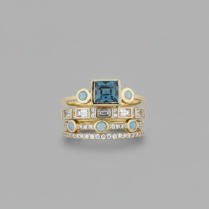 Vintage Blue Crystal Ring Set