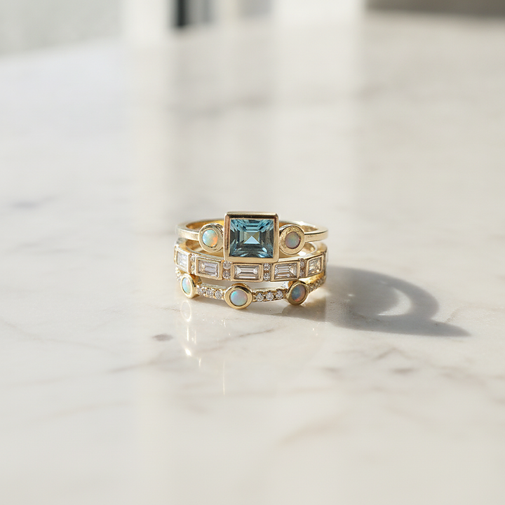 Vintage Blue Crystal Ring Set