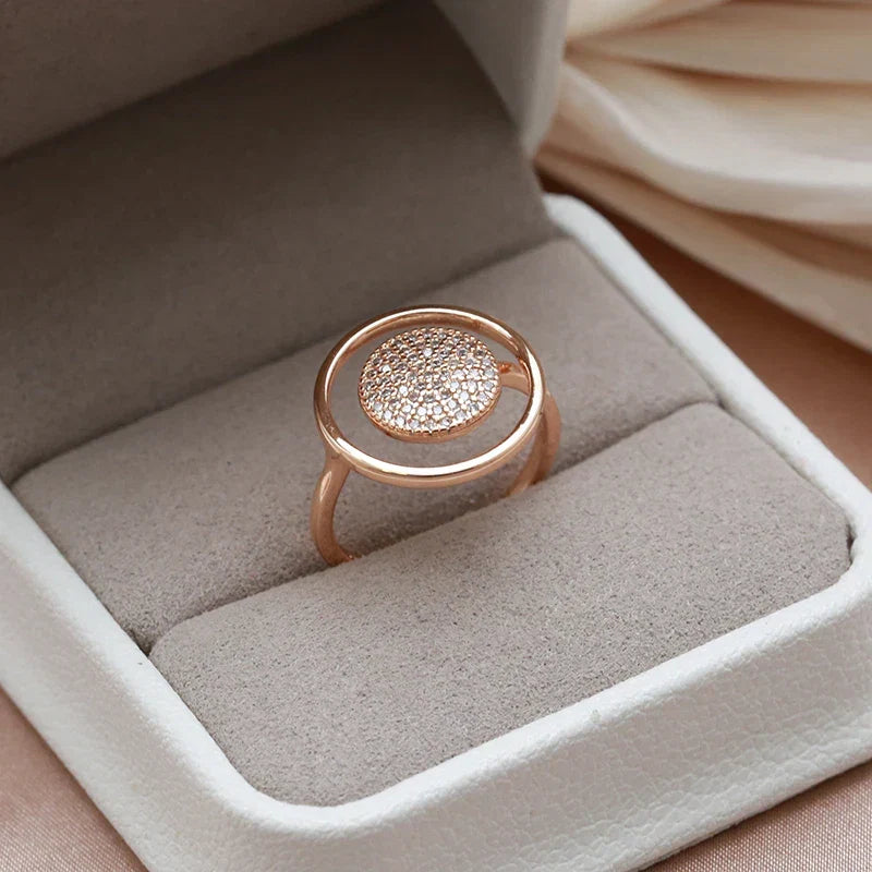Unique ladies' ring with zirconia coating, 585 rose gold