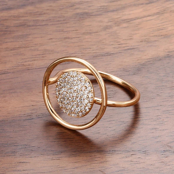 Unique ladies' ring with zirconia coating, 585 rose gold