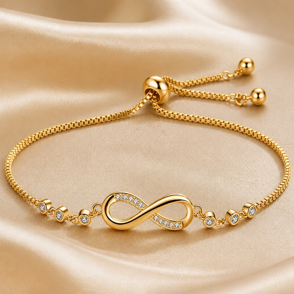 Sliding bracelet with white gold infinity symbol