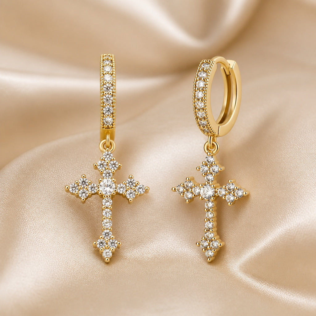 White Gold Earrings with Set Zirconia