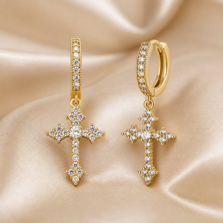 White Gold Earrings with Set Zirconia