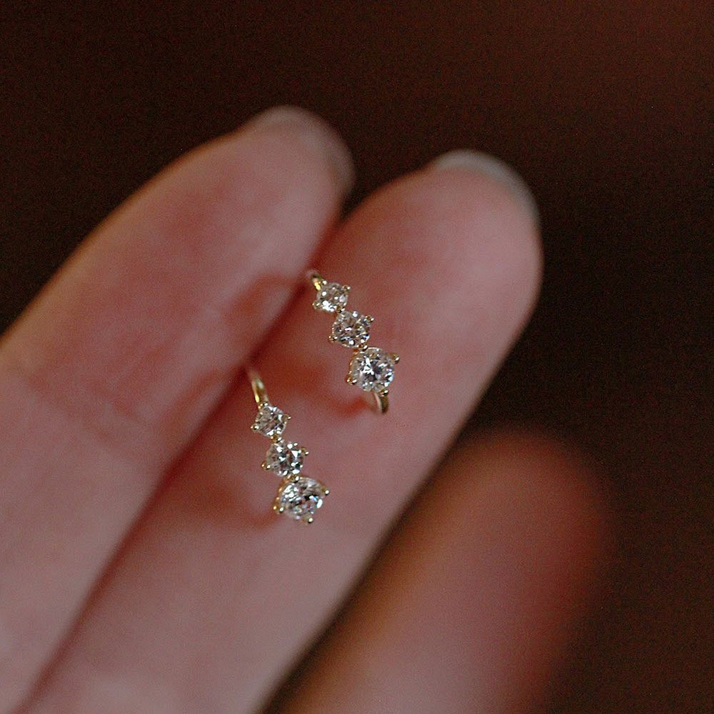 White gold earrings with small zirconia