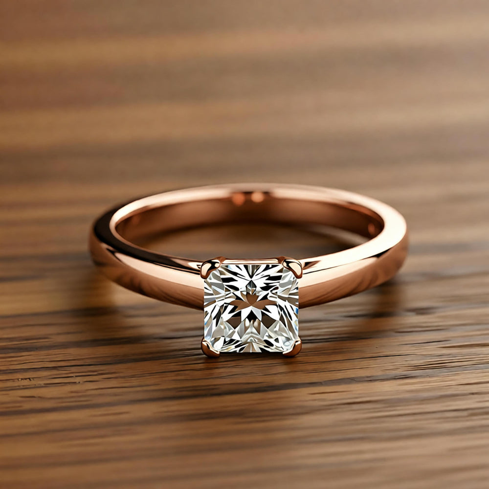 Square Ring in Crystal and White Gold