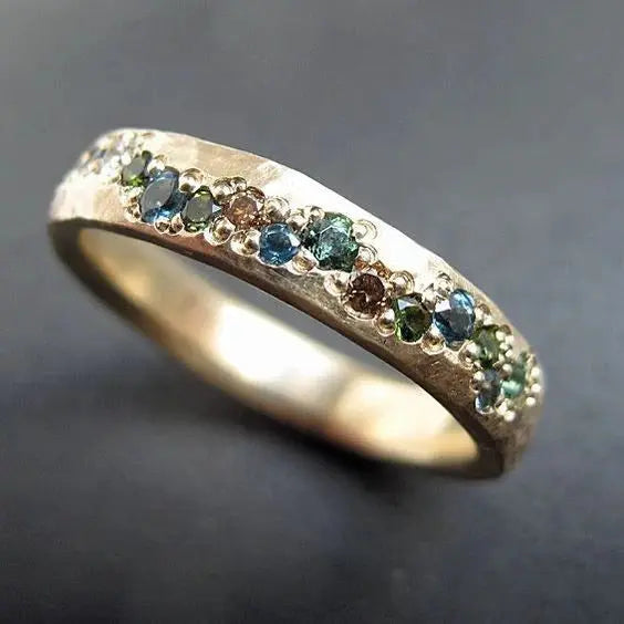 Multistone Gold Band Ring VIP
