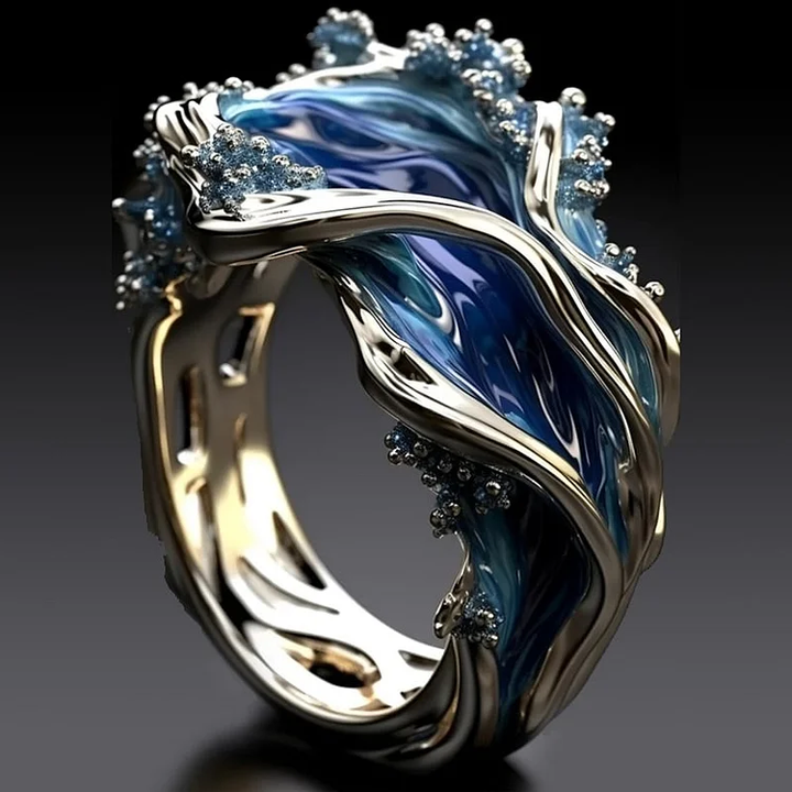 Vintage Golden Ocean Wavy Ring | Sustainable Ocean-Inspired Jewelry