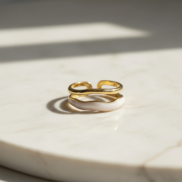 Delphine Gold & Enamel Wave Ring